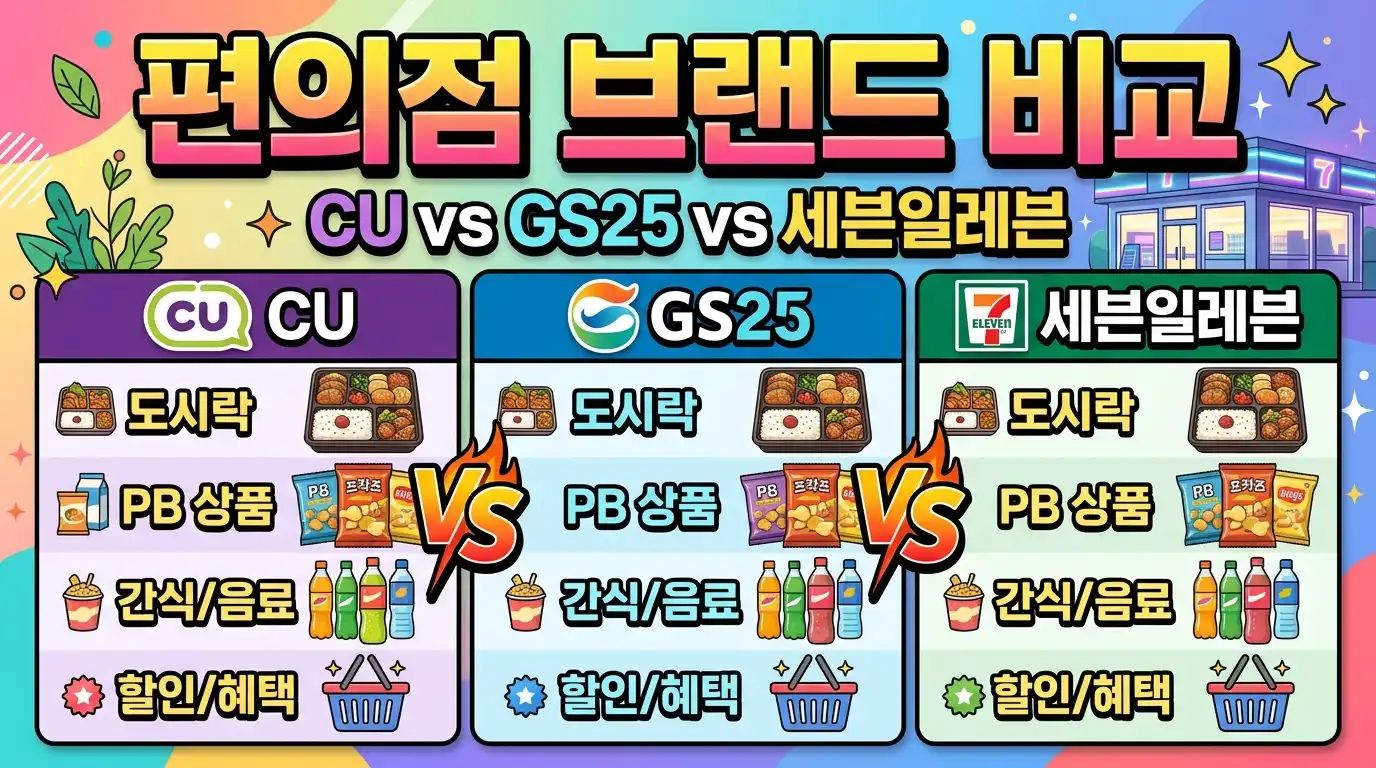 편의점 브랜드 비교 - CU vs GS25 vs 세븐일레븐