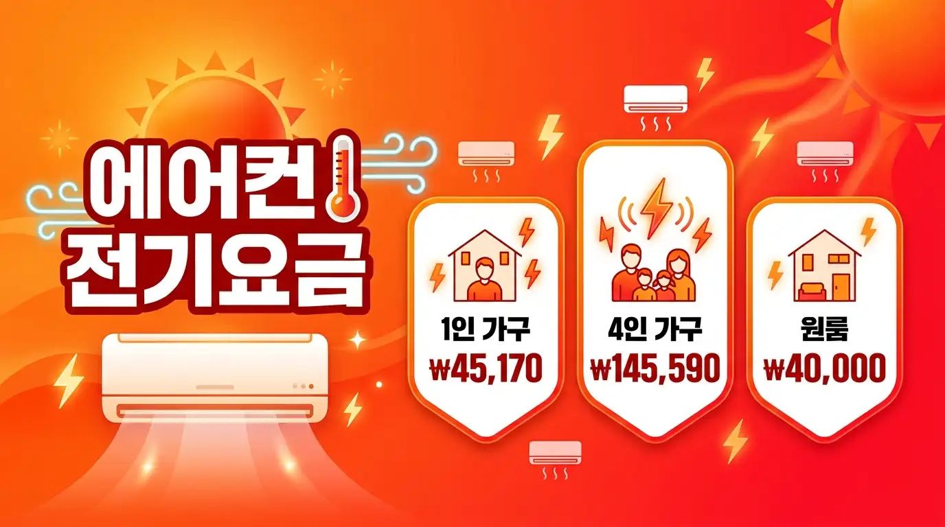 2026 여름 에어컨 전기요금 폭탄 가구별 비용을 보여주는 인포그래픽