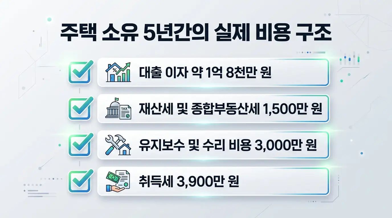자가 5년 실제 비용 이자 재산세 관리비 감가상각