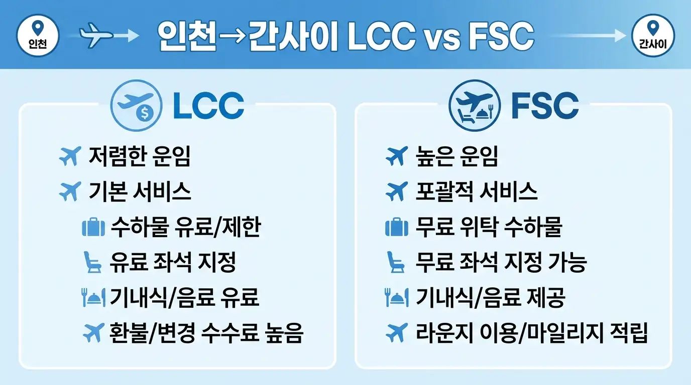 인천 오사카 LCC FSC 항공권 비교