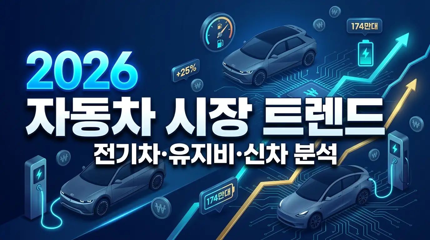 2026년 대한민국 자동차 시장 174만 대 신차 판매와 전기차 25% 돌파 인포그래픽
