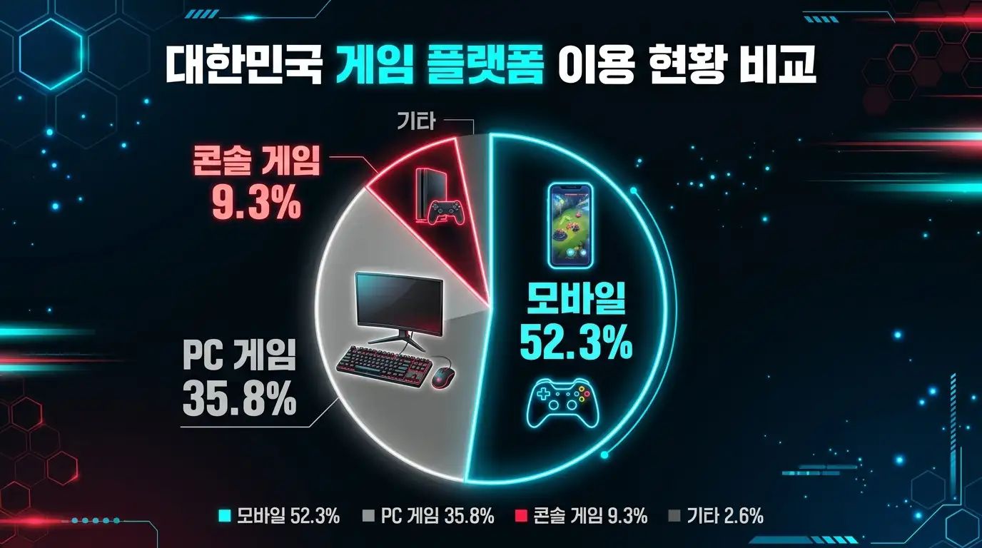 한국 게임 시장 플랫폼별 매출 비교 차트 모바일 PC 콘솔