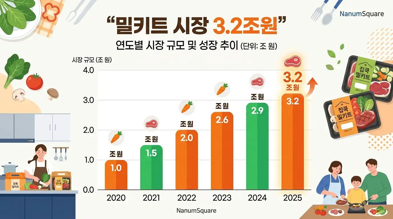 한국 밀키트 시장 규모 성장 추이 차트