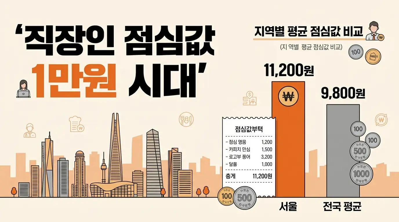 직장인 점심값 지역별 비교 인포그래픽