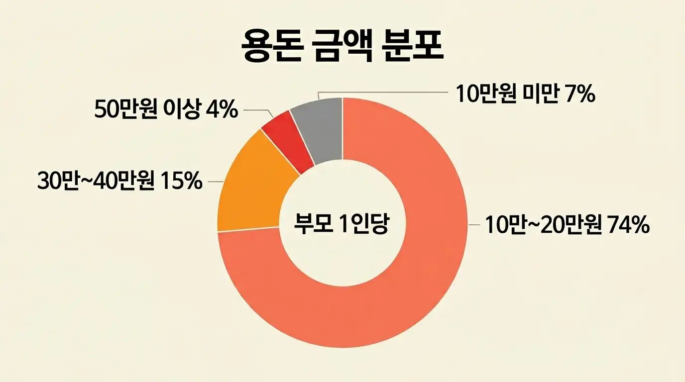 부모님 용돈 금액별 비율 10만원 20만원 30만원 50만원