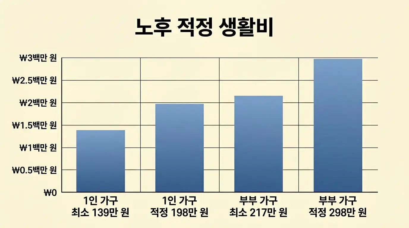  1인가구 부부 노후 최소 적정 생활비 비교