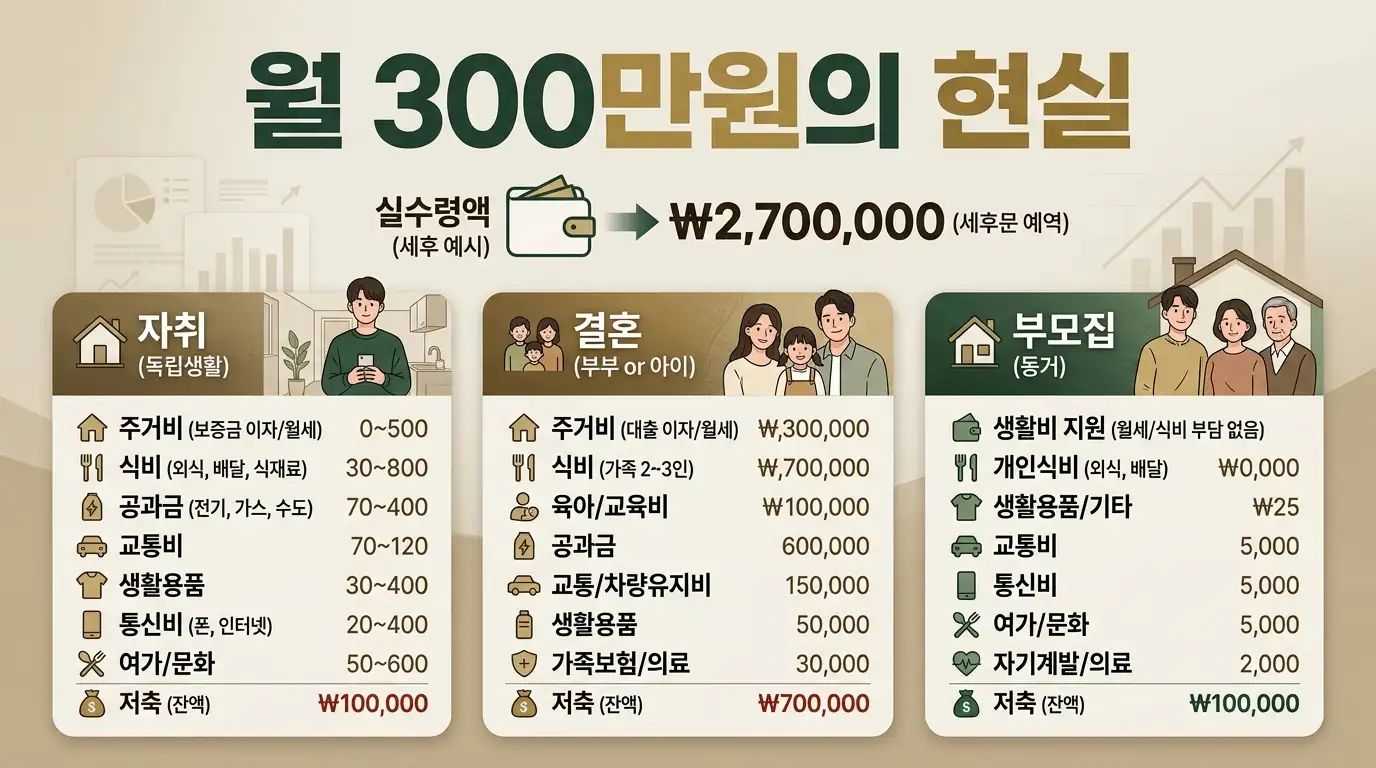 월 300만원으로 한국에서 살 수 있는 현실을 보여주는 인포그래픽