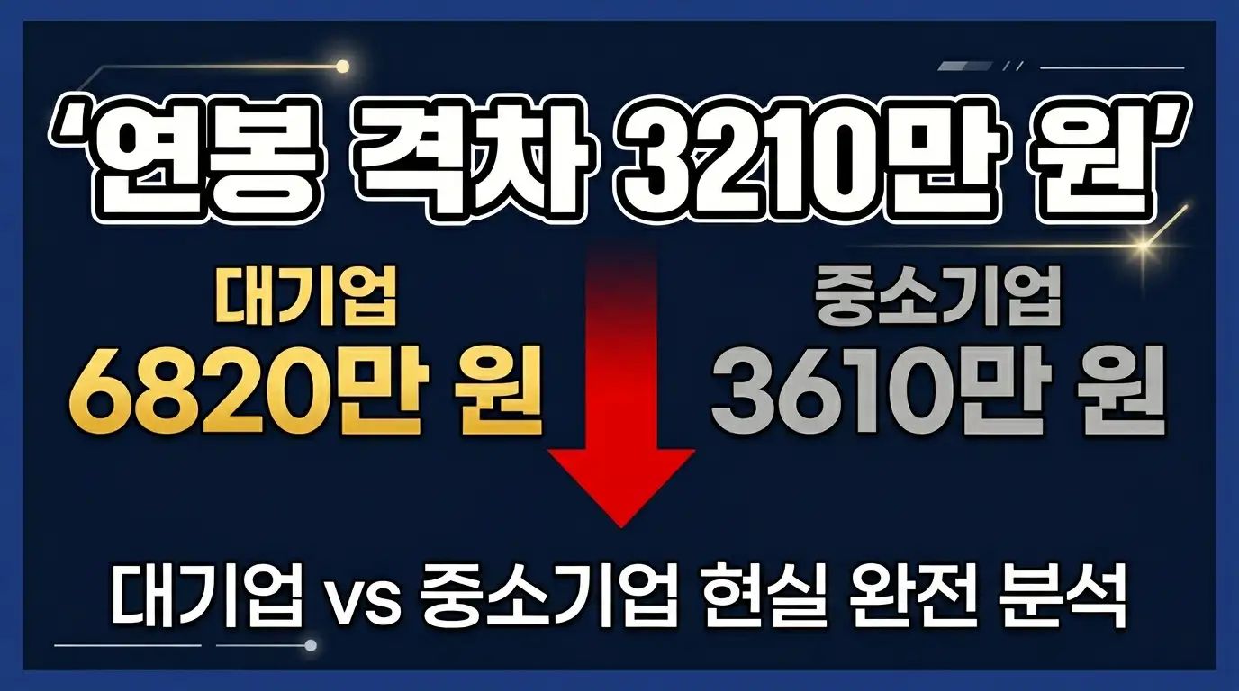 2026년 대기업과 중소기업 연봉 격차 비교 인포그래픽, 연간 3210만원 차이를 시각화한 이미지