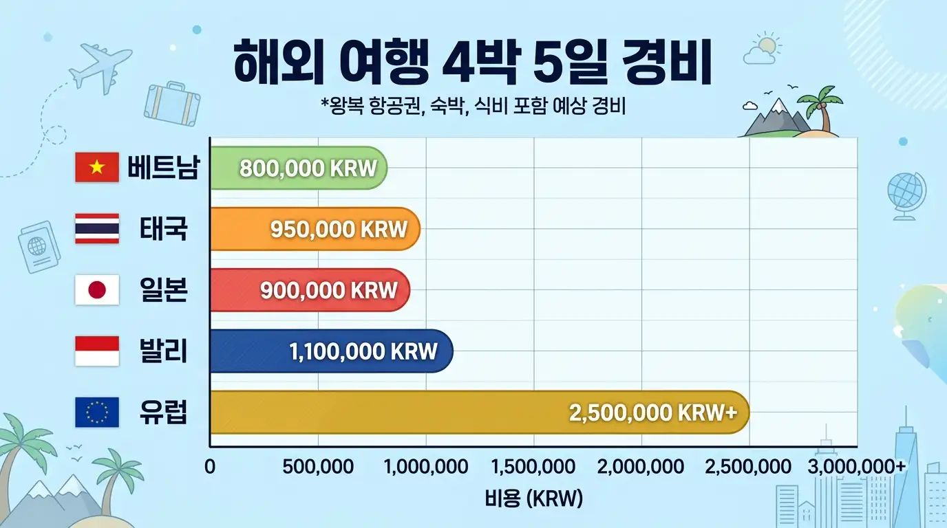 2026 여름 휴가 국내와 해외 비용 비교 인포그래픽