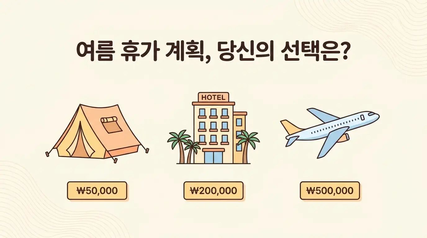 4인 가족 여름 휴가 옵션별 비용 비교 인포그래픽